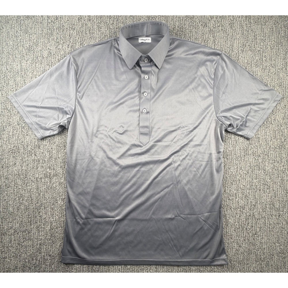 Collars & Co. Dress Collar Polo Mens Large Grey Short Sleeve Performance Shirt